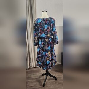 New York Co - Womens Medium  Neck Ruffle Tier Floral Lined Dress